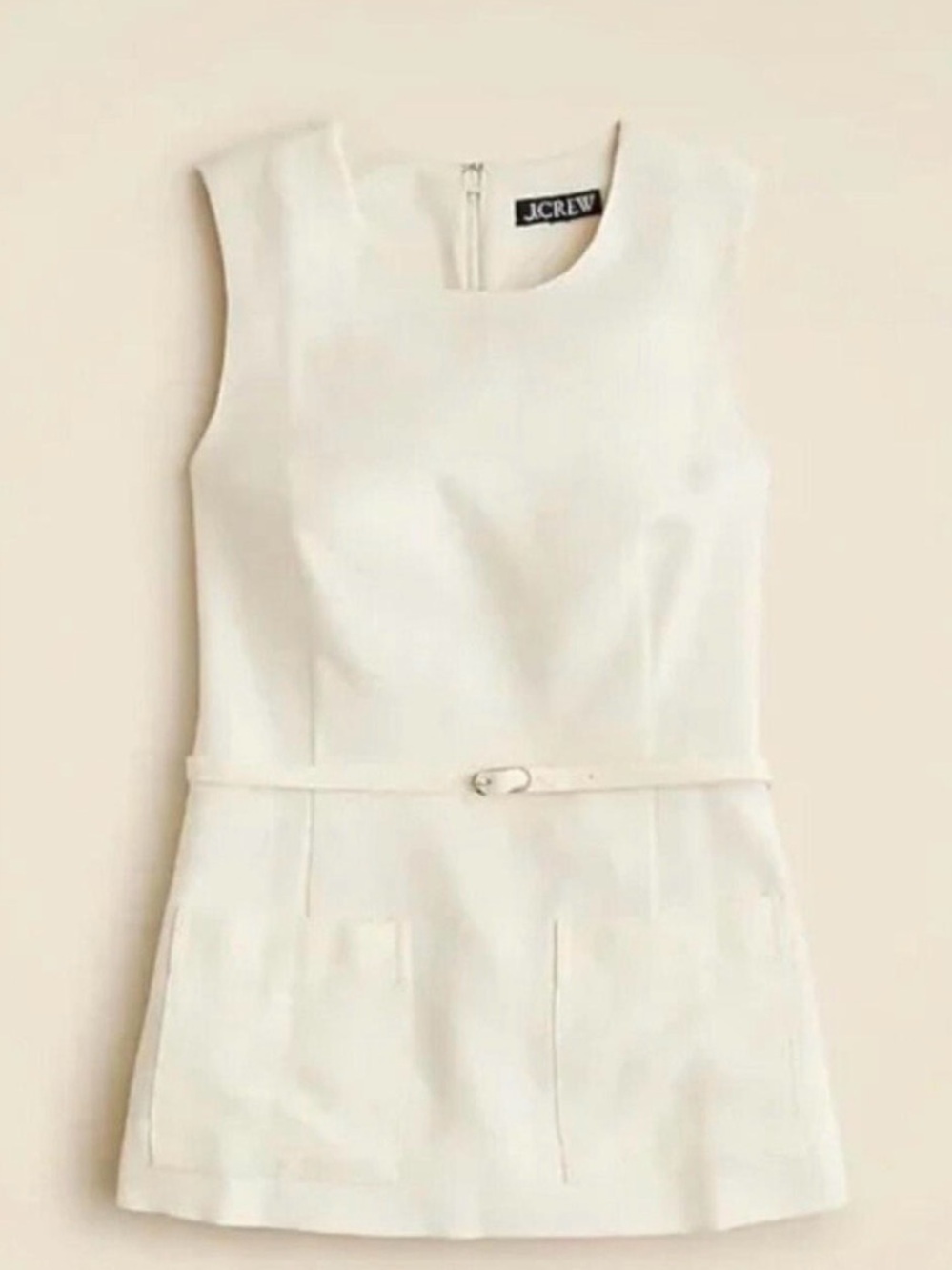 J.Crew Sleeveless Cream Belted Shift Top